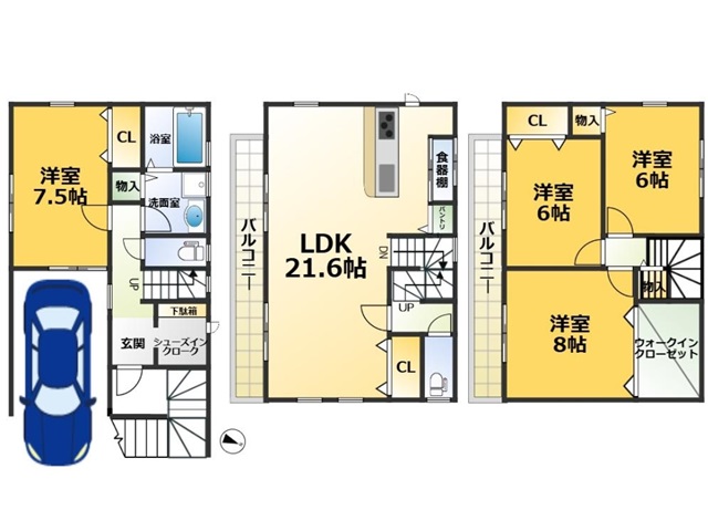 野崎通2丁目D号地　間取図